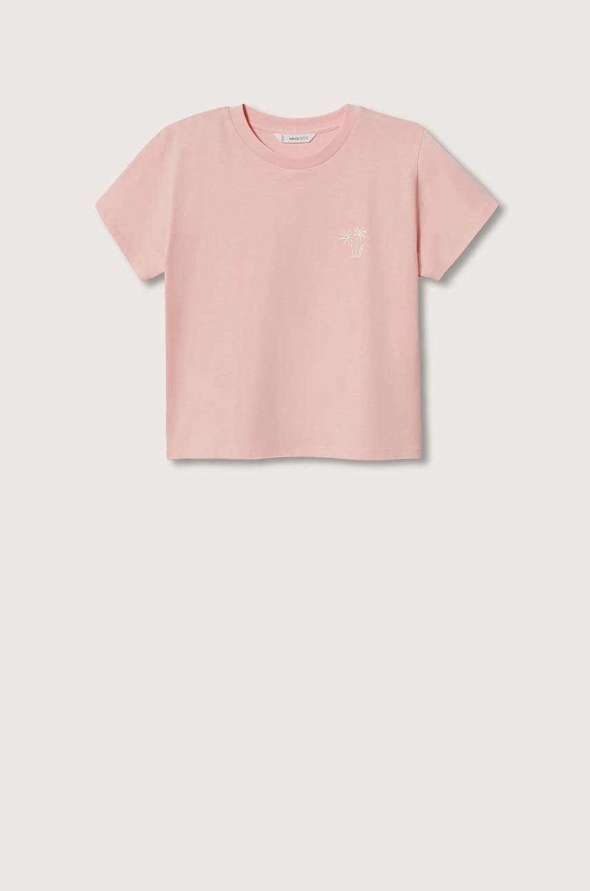 

Дитяча бавовняна футболка Mango Kids Pink колір рожевий