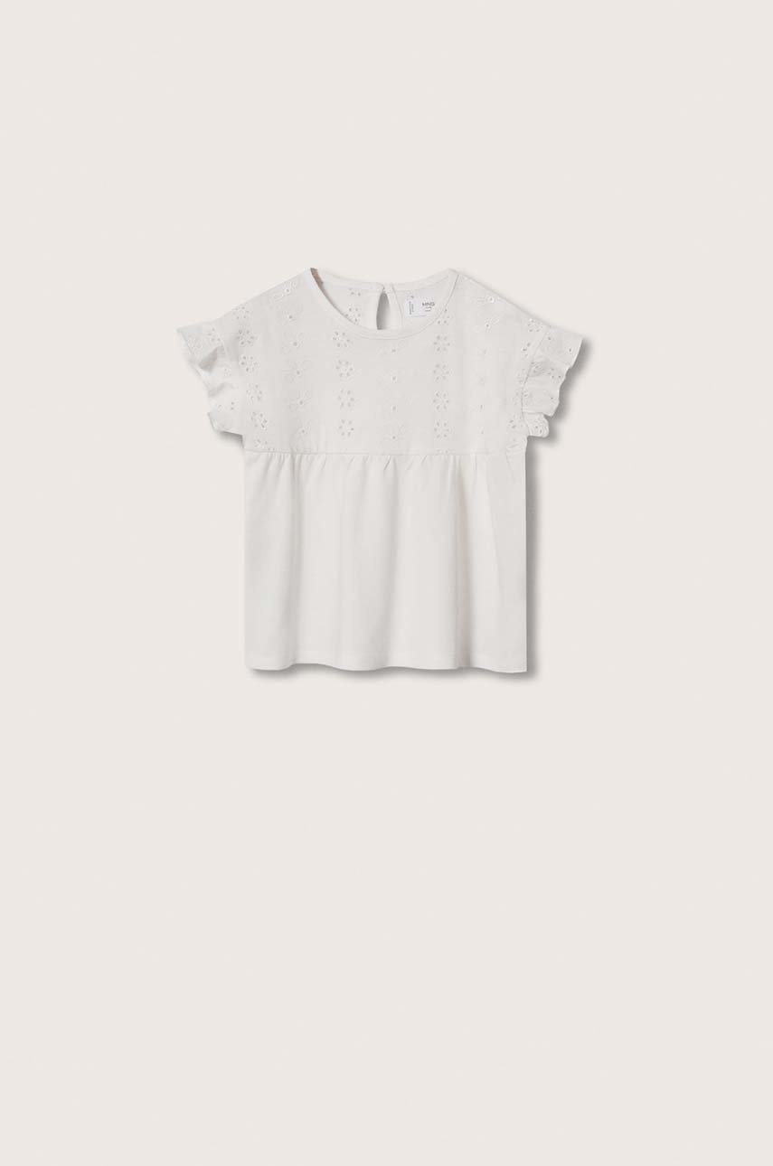 

Детска памучна тениска Mango Kids Emily в бяло, Бял