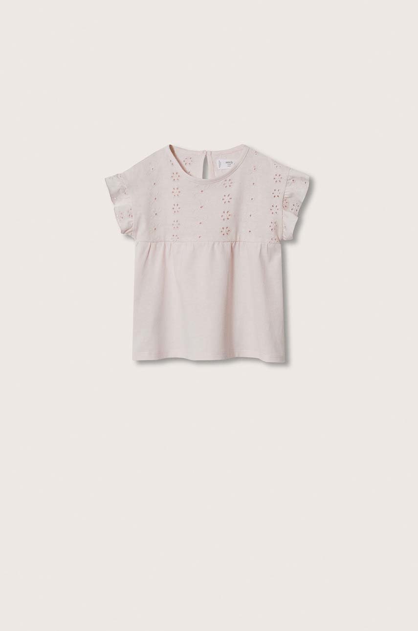 

Детска памучна тениска Mango Kids Emily в розово, Розов