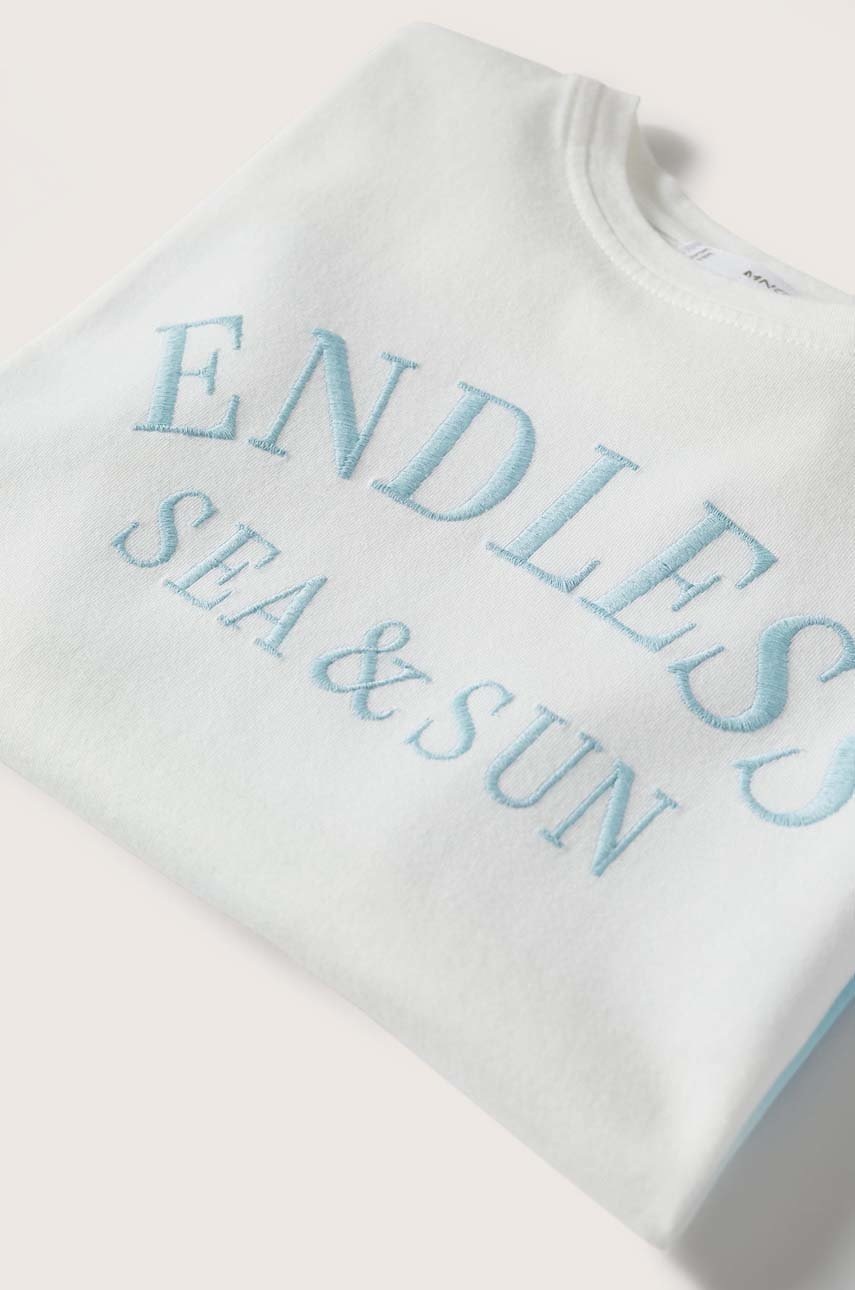 

Дитяча бавовняна футболка Mango Kids Endless колір білий