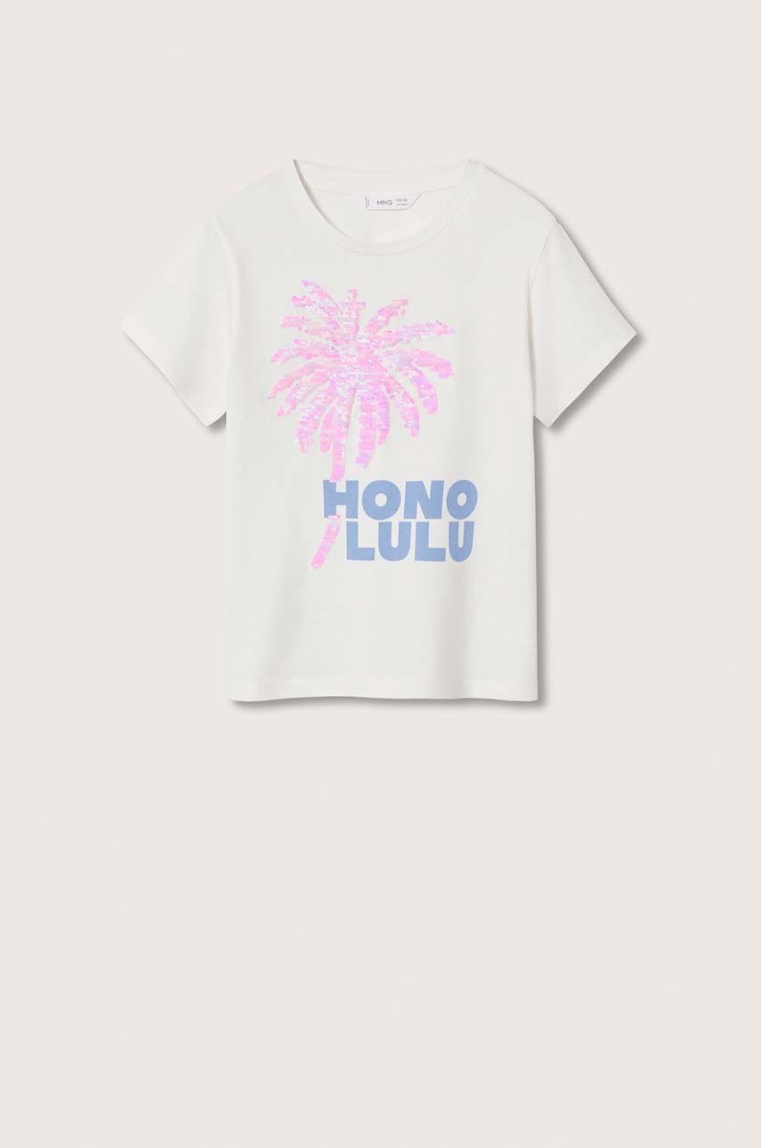 

Дитяча бавовняна футболка Mango Kids Hawai колір білий