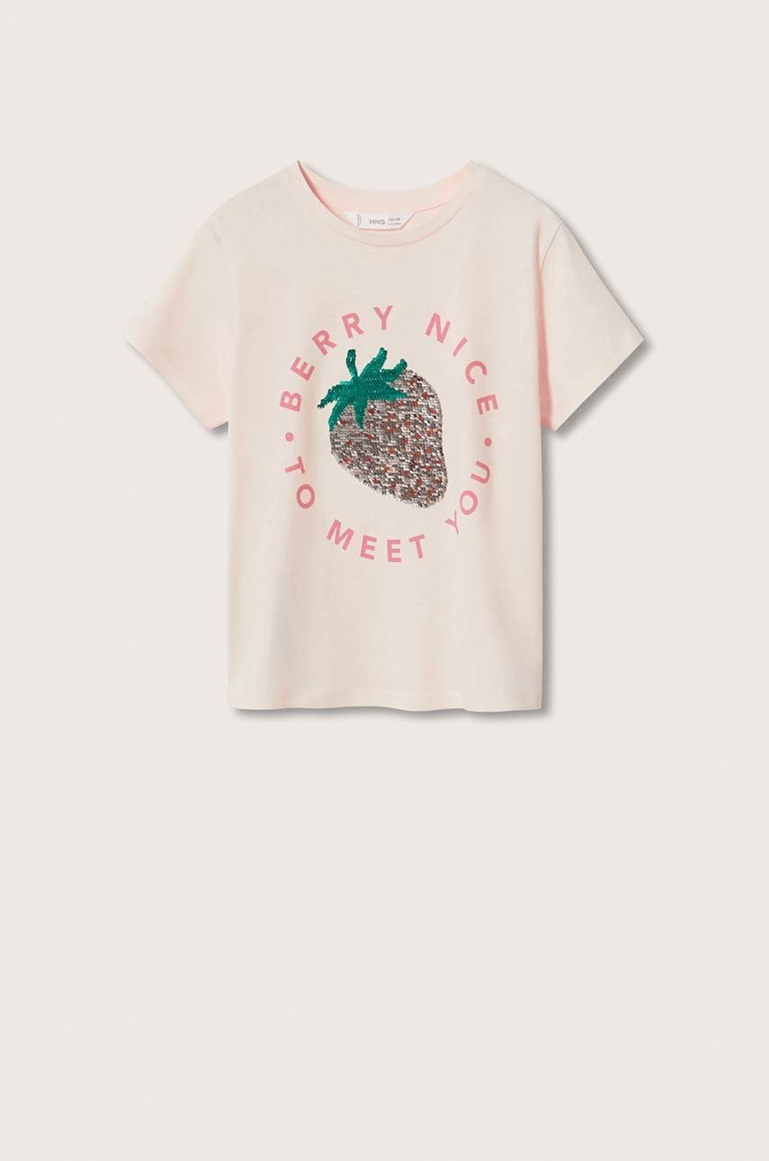 

Детская хлопковая футболка Mango Kids Hawai цвет розовый