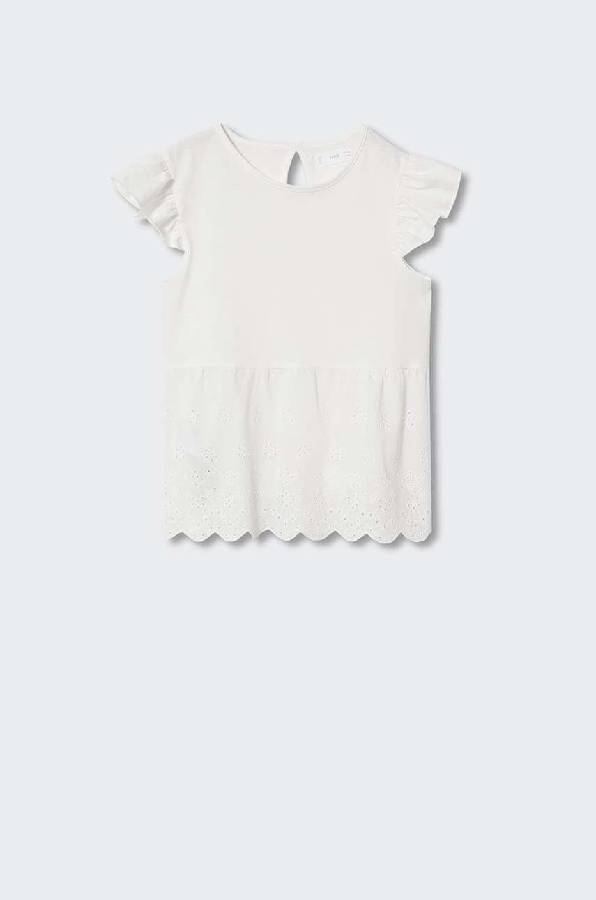 

Детска памучна тениска Mango Kids Isi в бяло, Бял