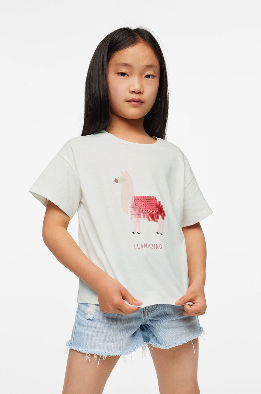 

Детска памучна тениска Mango Kids Parrot в бяло, Бял
