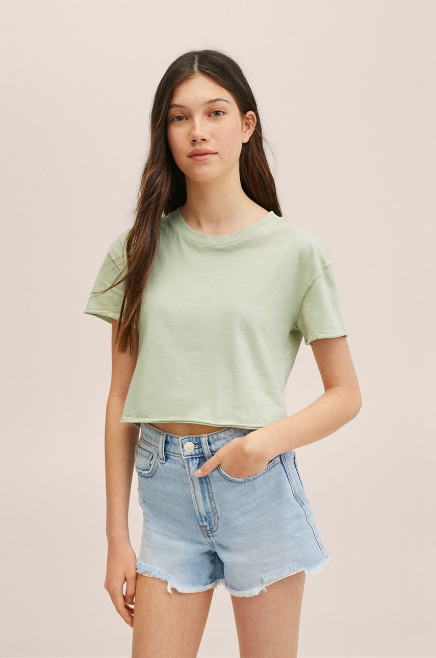 

Детска памучна тениска Mango Kids Sena в зелено, Зелен