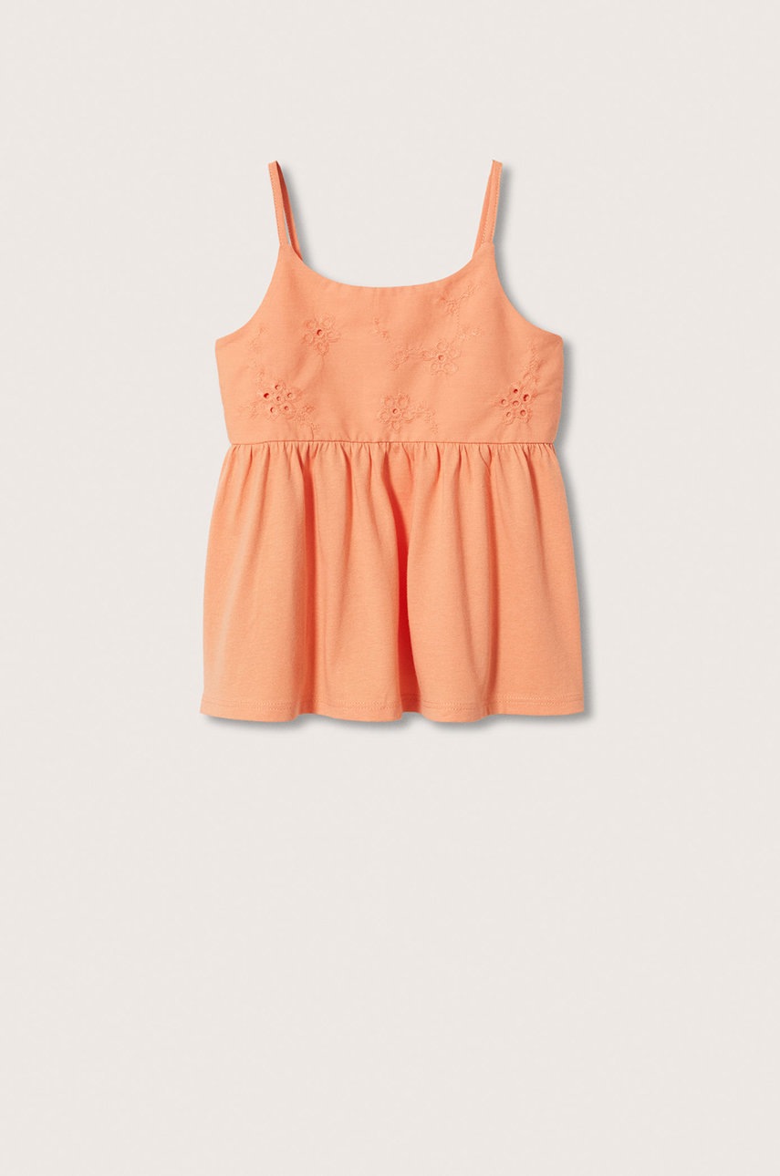 

Детски памучен топ Mango Kids Lacy в оранжево, Оранжев