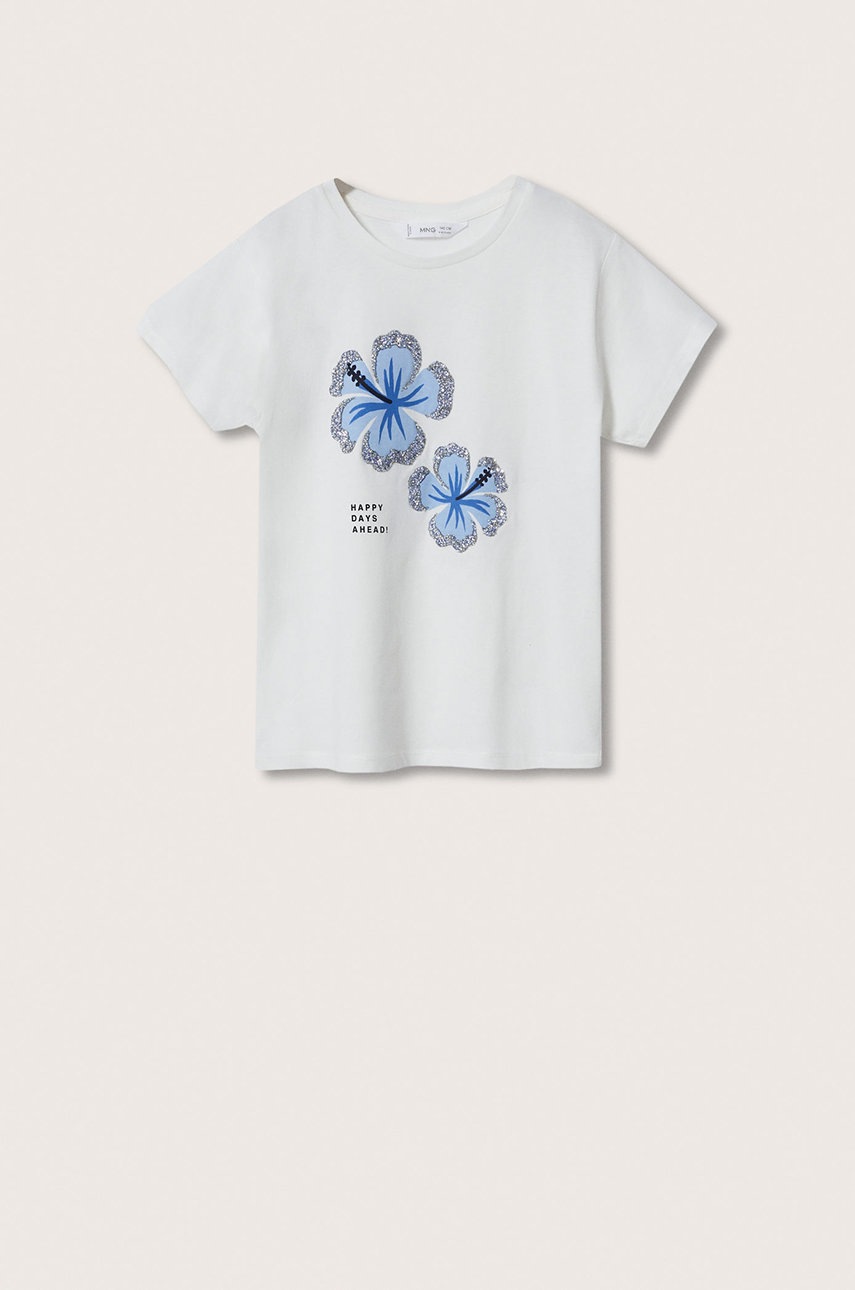 

Детская хлопковая футболка Mango Kids Shine цвет белый