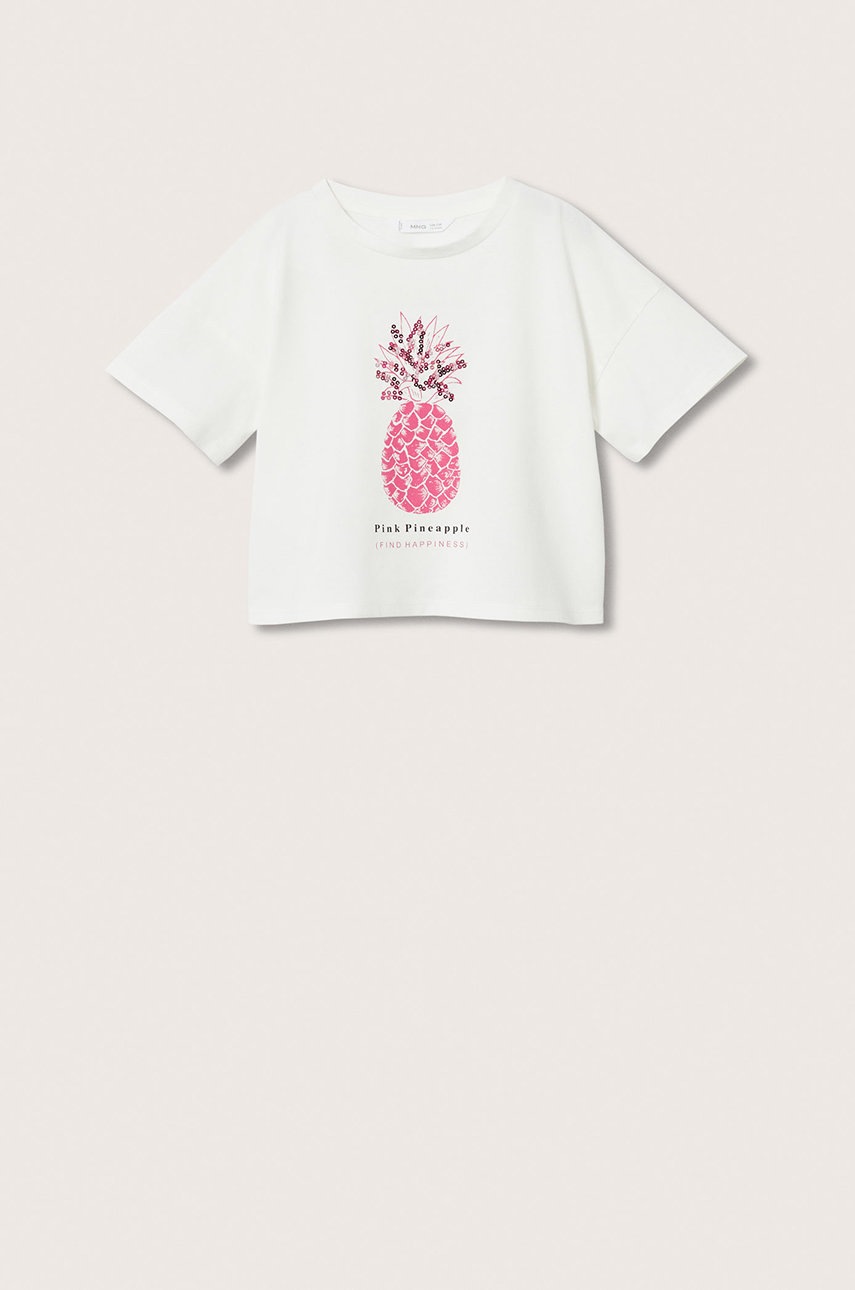 

Дитяча бавовняна футболка Mango Kids Pineta колір білий