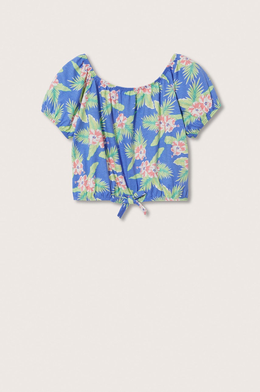

Детска памучна тениска Mango Kids Hibiscut, Син