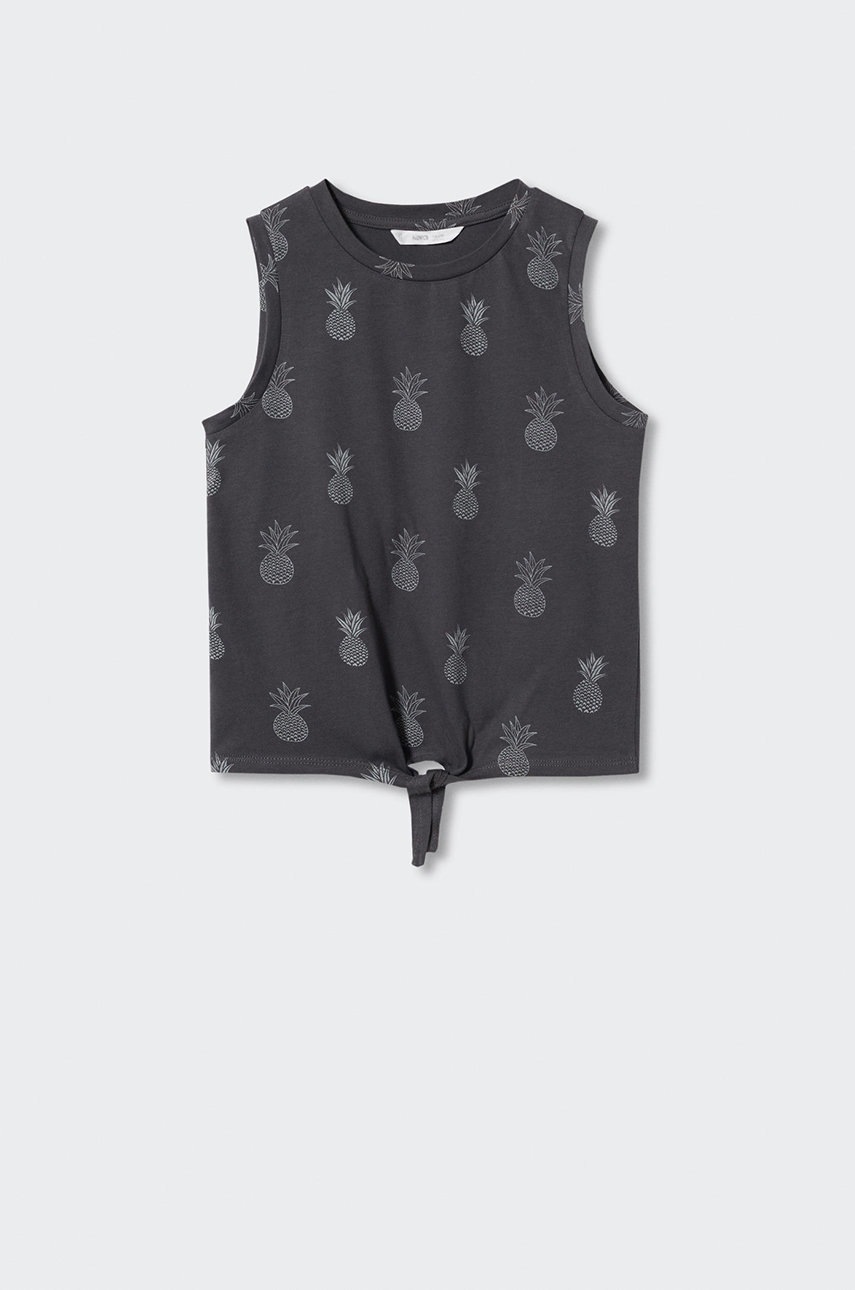

Детски памучен топ Mango Kids Stamp в сиво, Сив