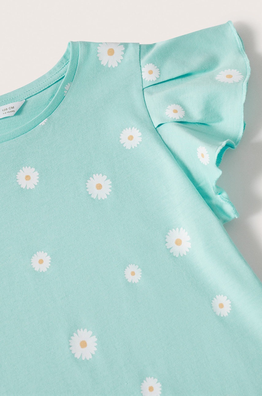 

Детская хлопковая футболка Mango Kids Spring цвет бирюзовый