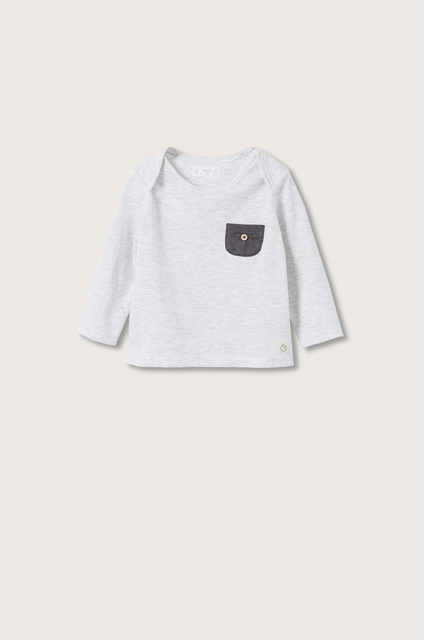 

Детска блуза с дълги ръкави Mango Kids в сиво с изчистен дизайн, Сив