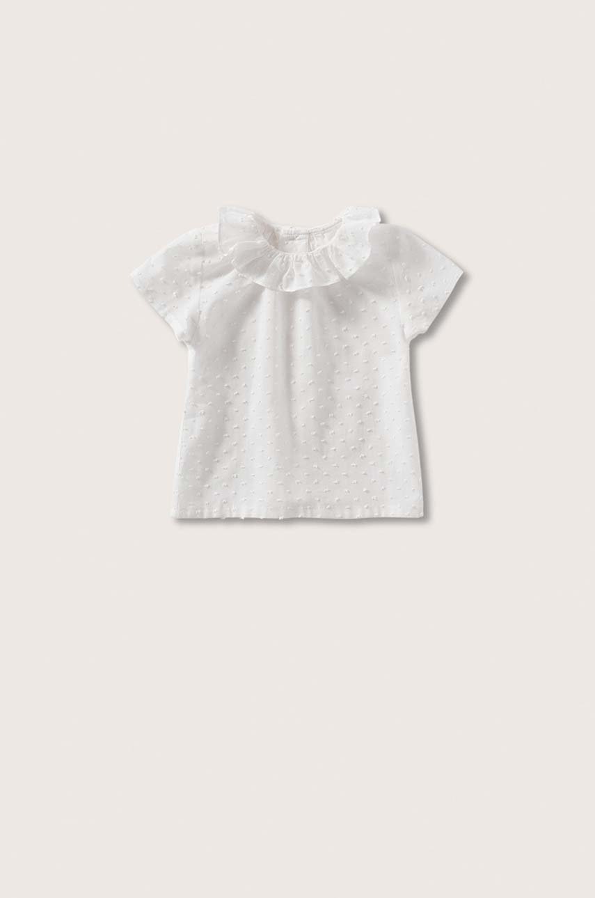 

Детска памучна блуза Mango Kids Coria в бяло с изчистен дизайн, Бял