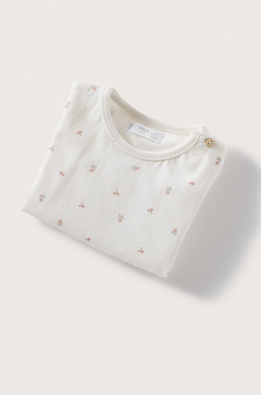 

Дитяча бавовняна футболка Mango Kids Glosa колір білий візерунок