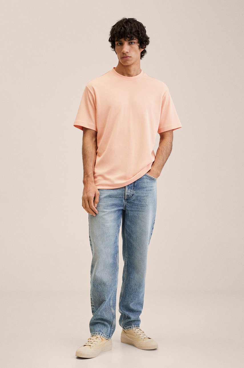 

Футболка Mango Man Kimi мужская цвет розовый однотонная