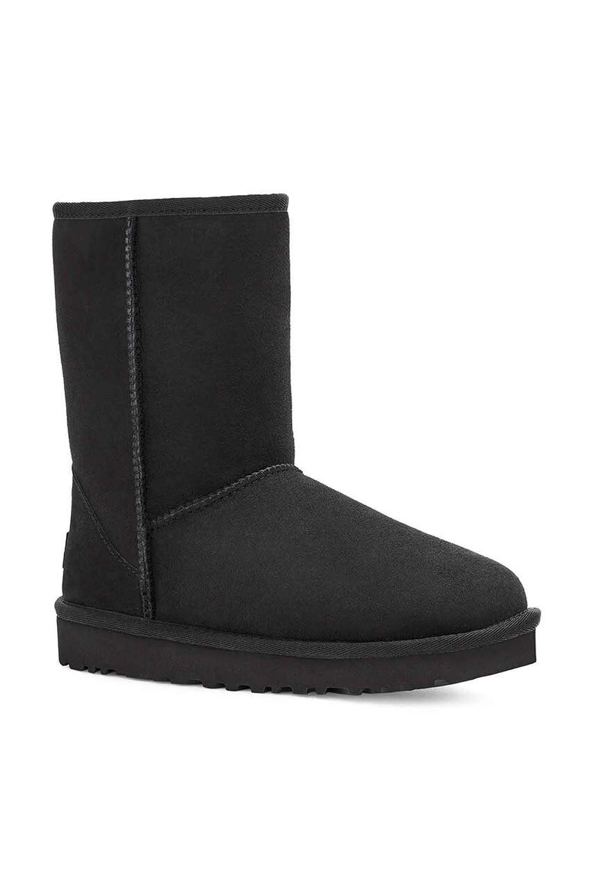 Cipele UGG Classic Short II Za žene, Boja: Crna, Ravna Potpetica, S Toplom Podstavom, 1016223.BLK