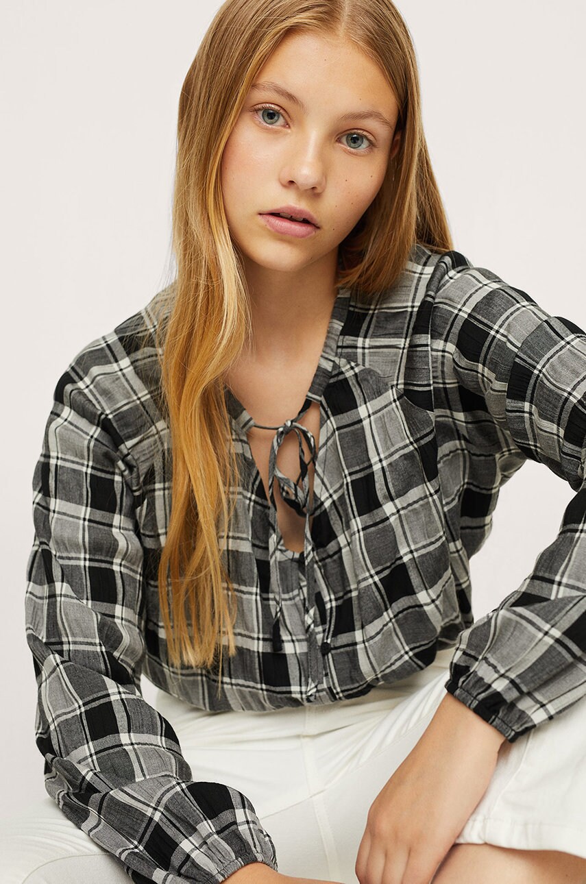 Mango kids bluză copii culoarea negru, modelator