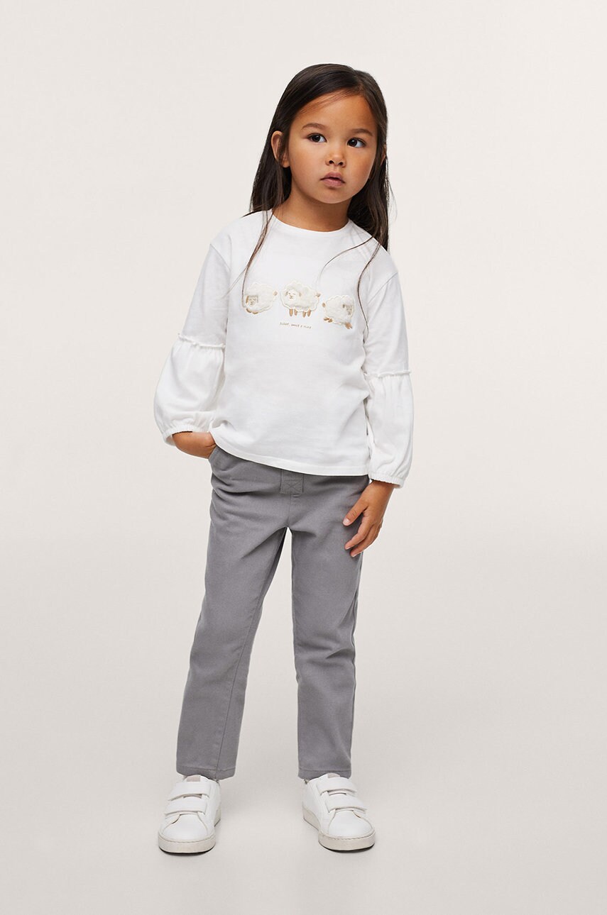 

Детская хлопковая блузка Mango Kids цвет белый с аппликацией