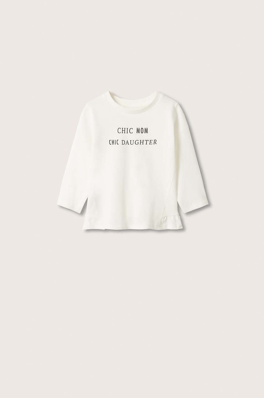 

Детска блуза с дълги ръкави Mango Kids Chic в бяло, Бял