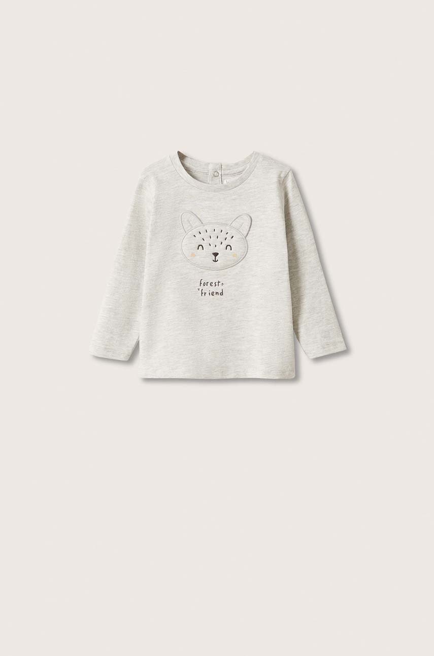 

Детска блуза с дълги ръкави Mango Kids Forest в сиво, Сив
