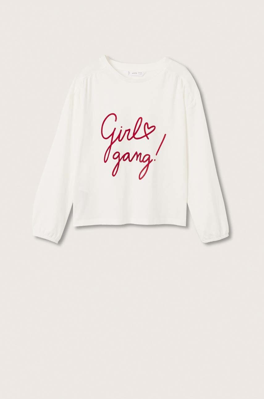 

Детска блуза с дълги ръкави Mango Kids Gang в бяло, Бял