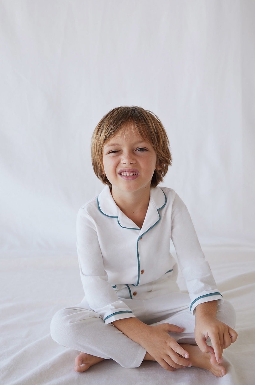 

Детская пижама Mango Kids цвет белый гладкая