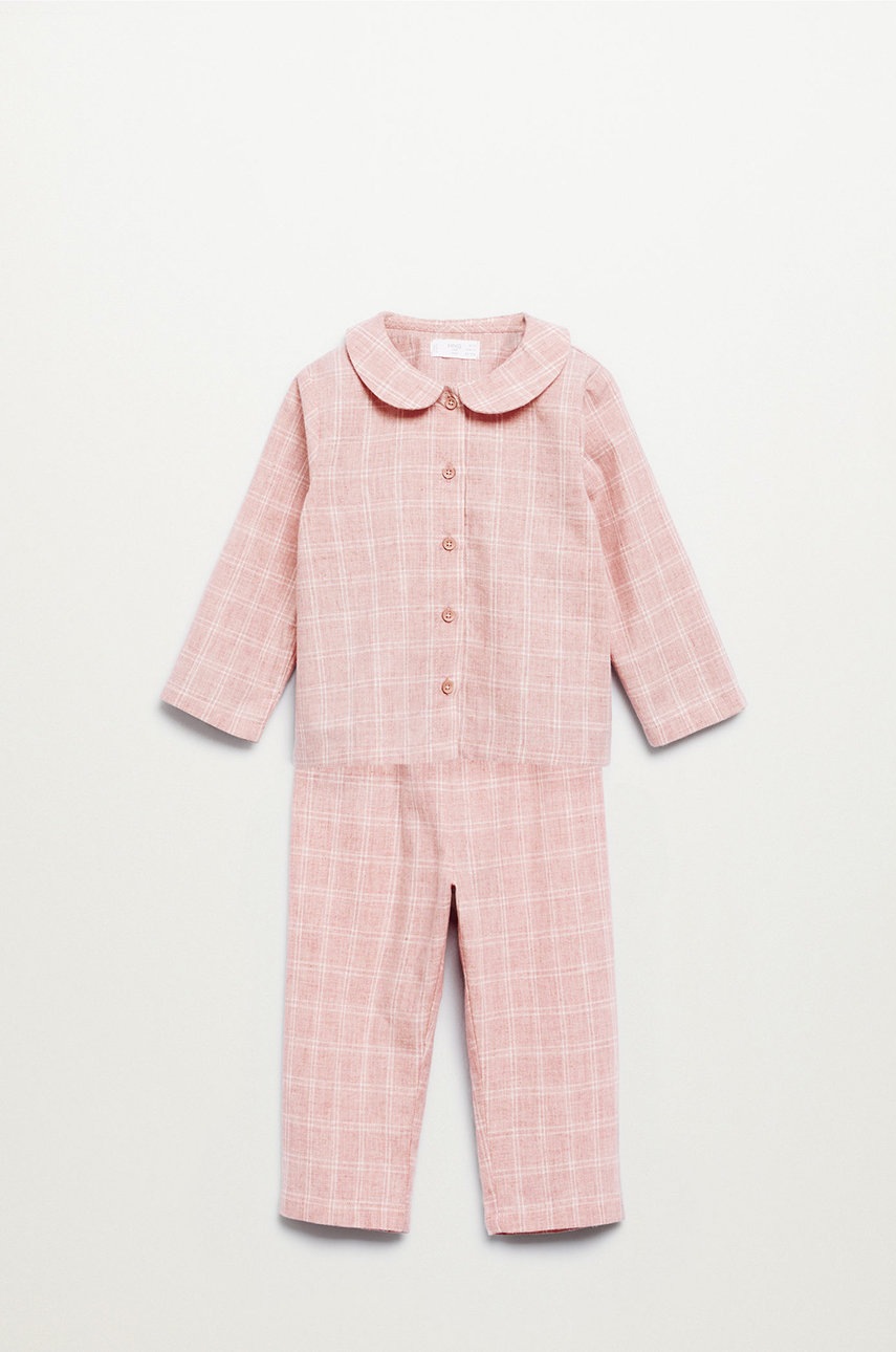 

Детска пижама Mango Kids Caria в розово с десен, Розов