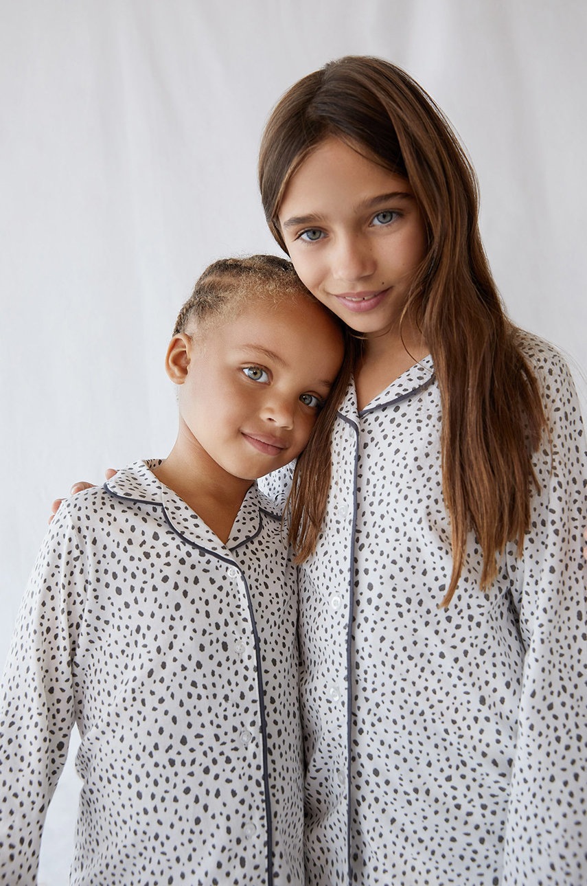 

Детская пижама Mango Kids цвет белый с узором