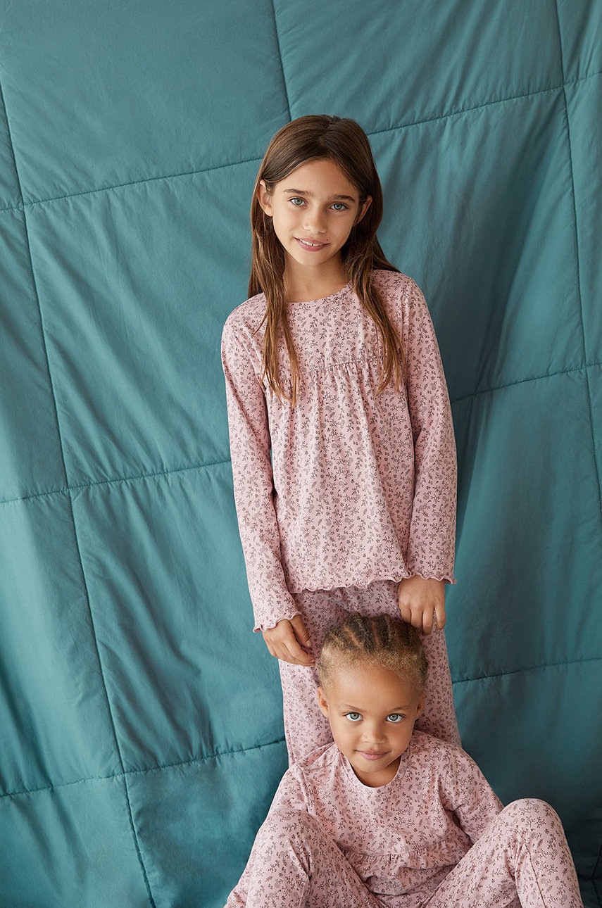 

Детская пижама Mango Kids цвет розовый с узором