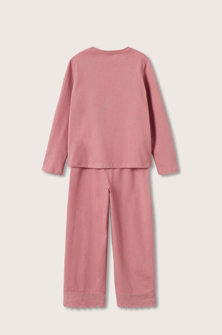 

Дитяча бавовняна піжама Mango Kids Elisa колір рожевий гладка