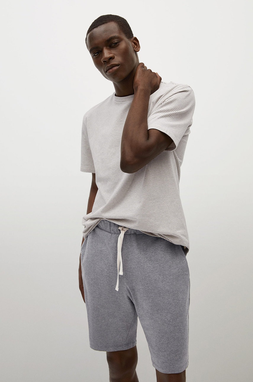 

Пижама Mango Man Begur мъжка в сиво с изчистен дизайн, Сив