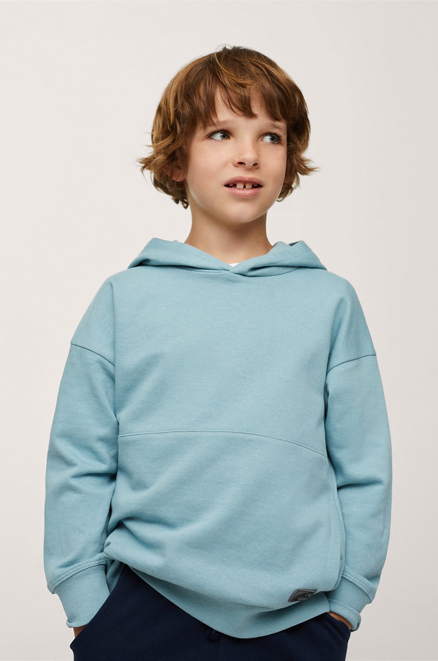 

Детски памучен суичър Mango Kids Eddie с изчистен дизайн, Син