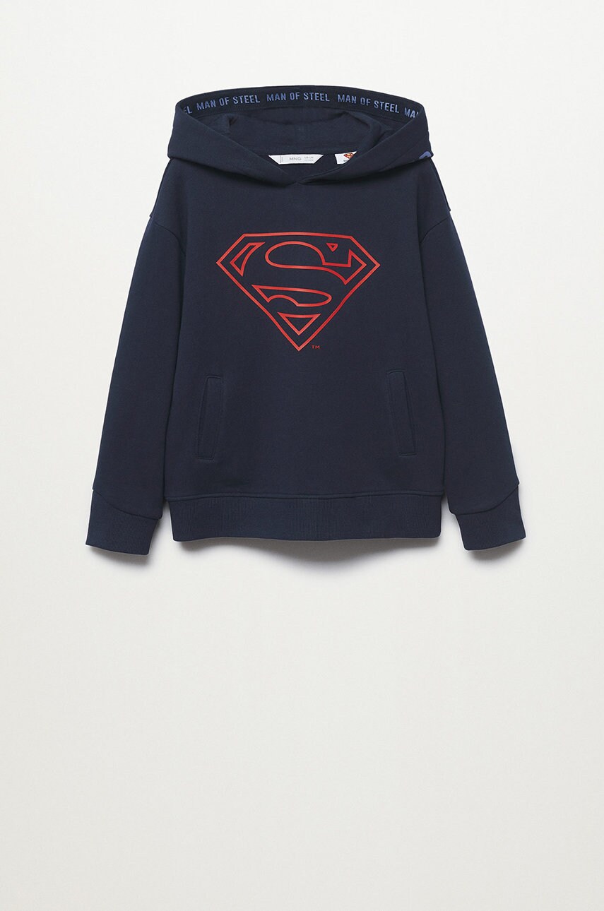 Mango Kids hanorac de bumbac pentru copii dc1 culoarea albastru marin, cu imprimeu