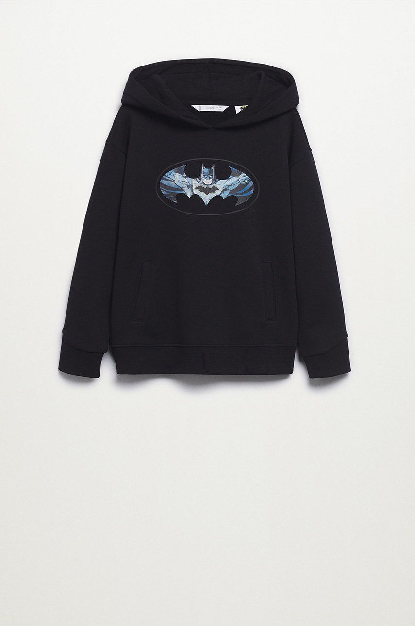 

Детски памучен суичър Mango Kids DC1 в черно с принт, Черен