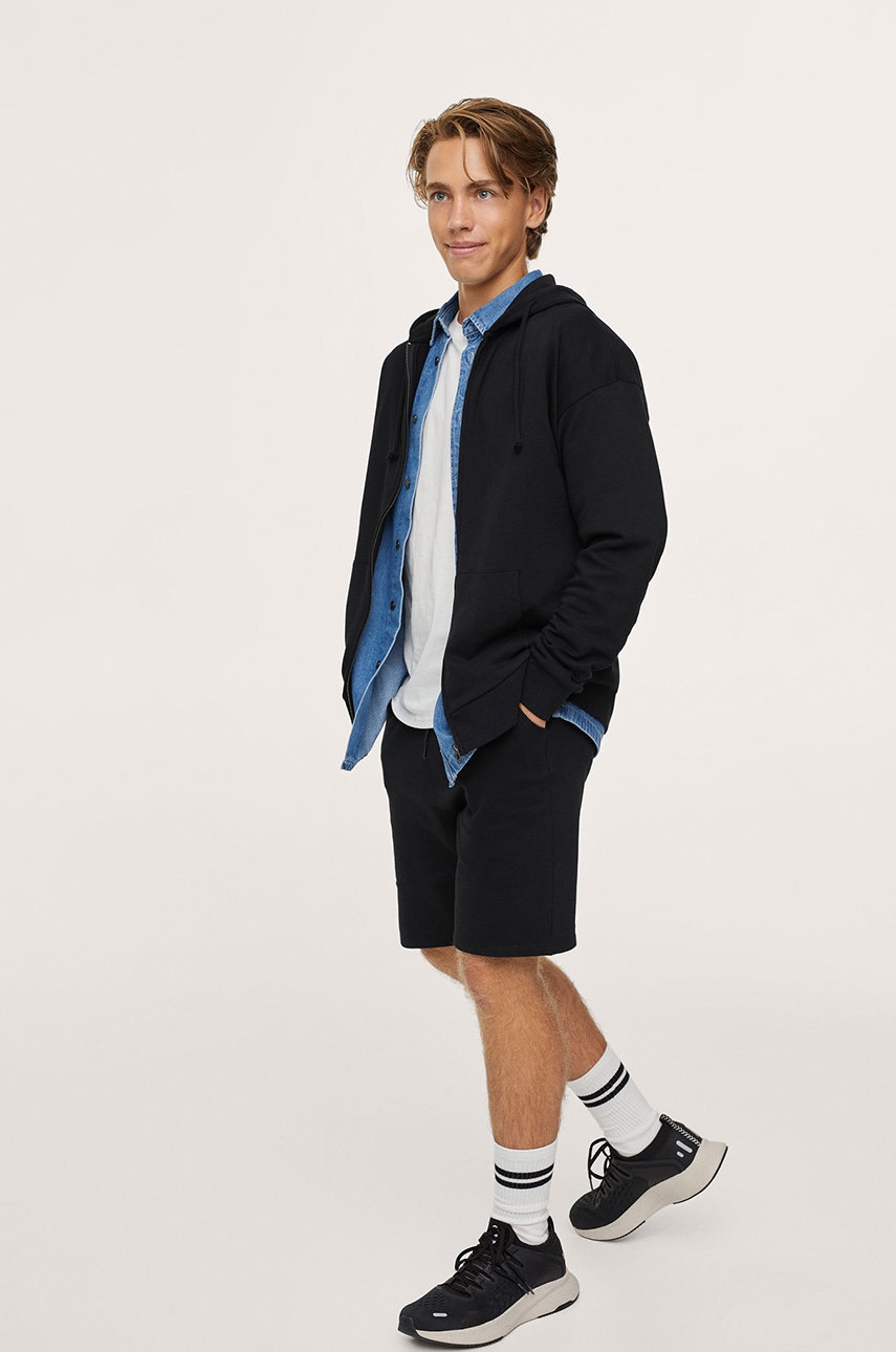 Mango Kids bluză copii culoarea negru, material neted