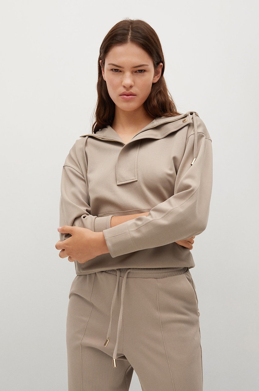 

Суичър Mango FLORIDA1 дамски в сиво с изчистен дизайн, Сив