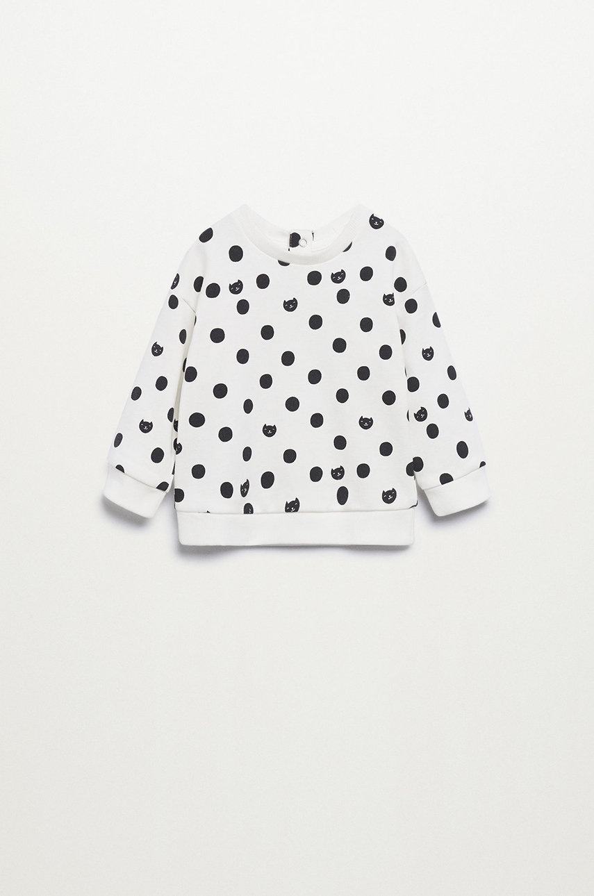 

Детски памучен суичър Mango Kids Topi в бяло с десен, Бял