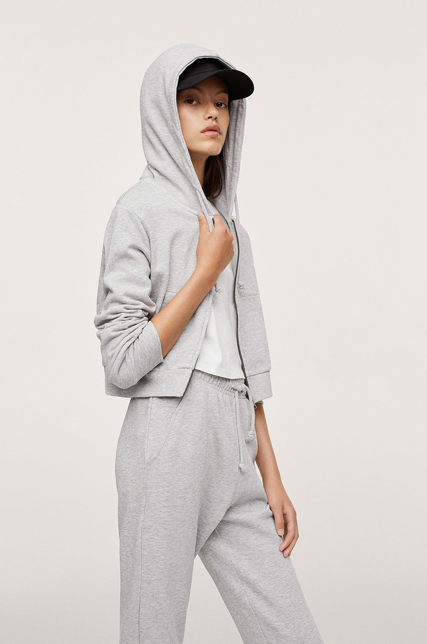 

Детски памучен суичър Mango Kids Siri в сиво с изчистен дизайн, Сив