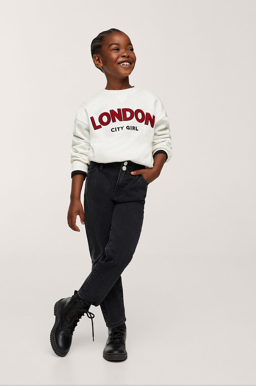 

Дитяча бавовняна кофта Mango Kids London колір білий з принтом
