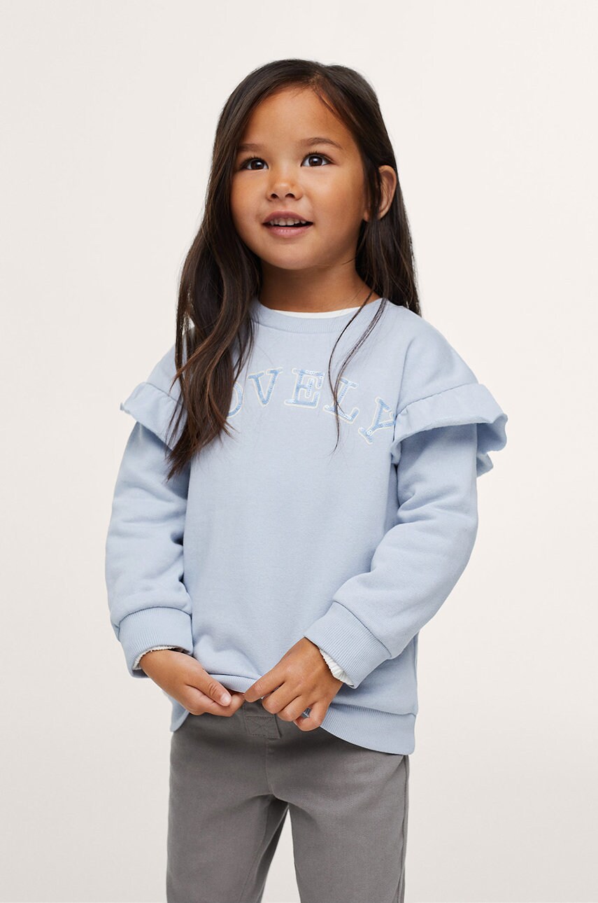 

Детски памучен суичър Mango Kids с апликация, Син