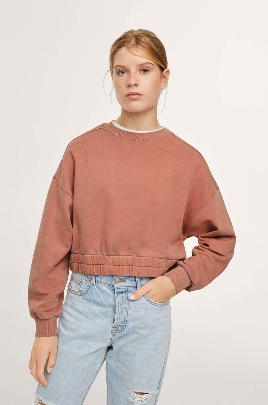 Mango kids bluză copii perchi culoarea roz, material neted
