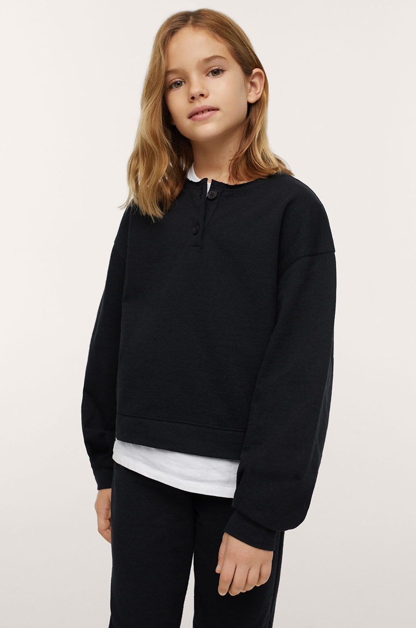 Mango kids bluză copii paloma culoarea negru, material neted