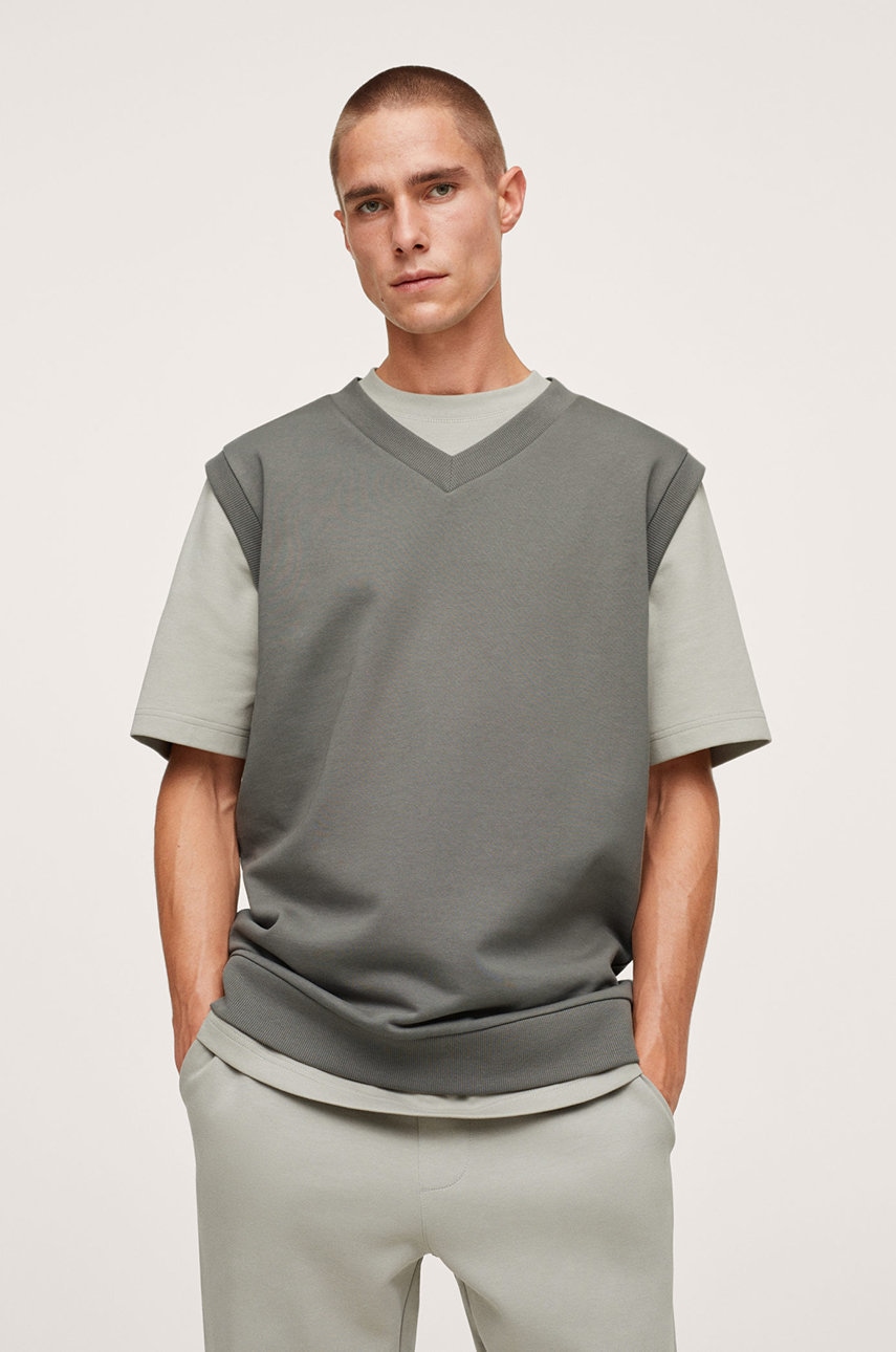 Mango man vestă tamariu bărbați, culoarea maro, material neted