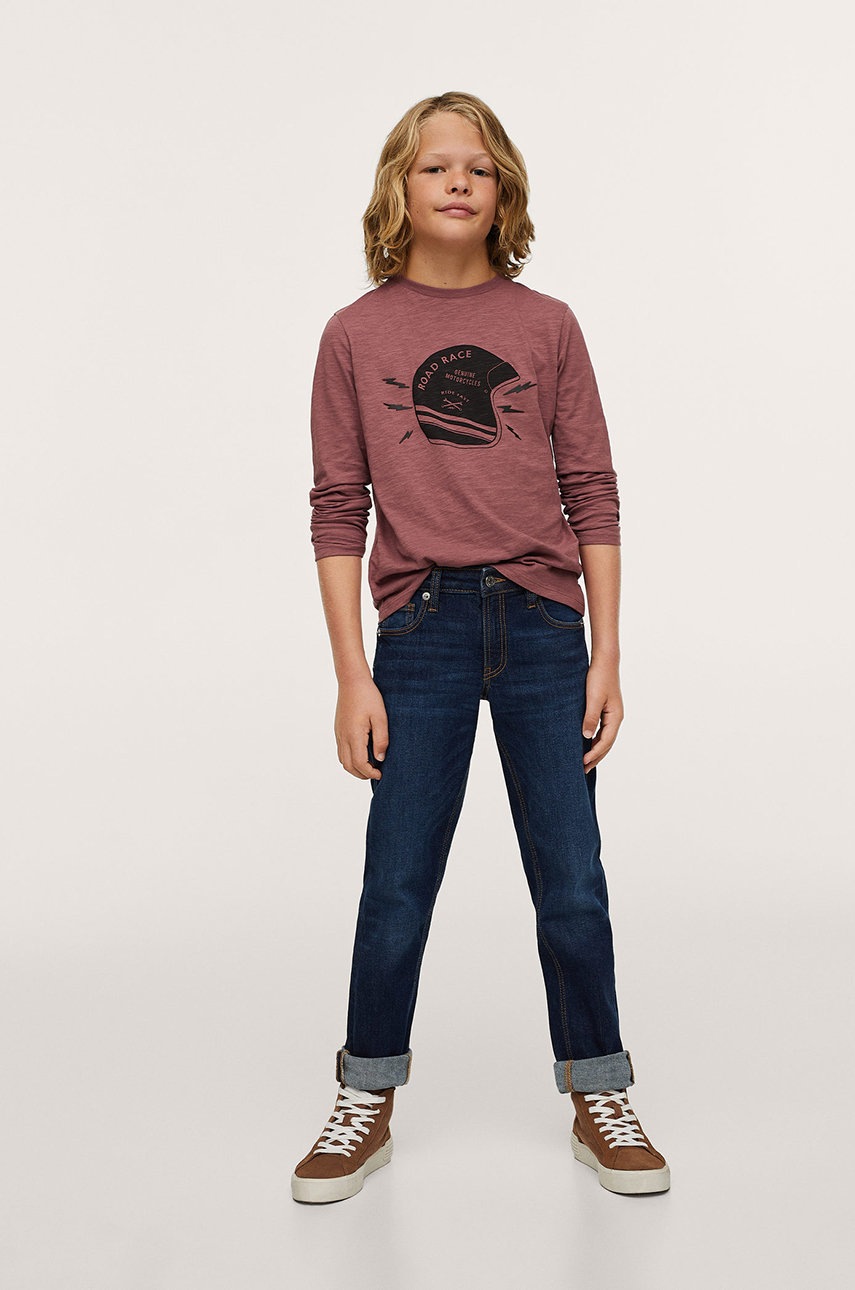 

Хлопковый детский лонгслив Mango Kids цвет оранжевый с принтом