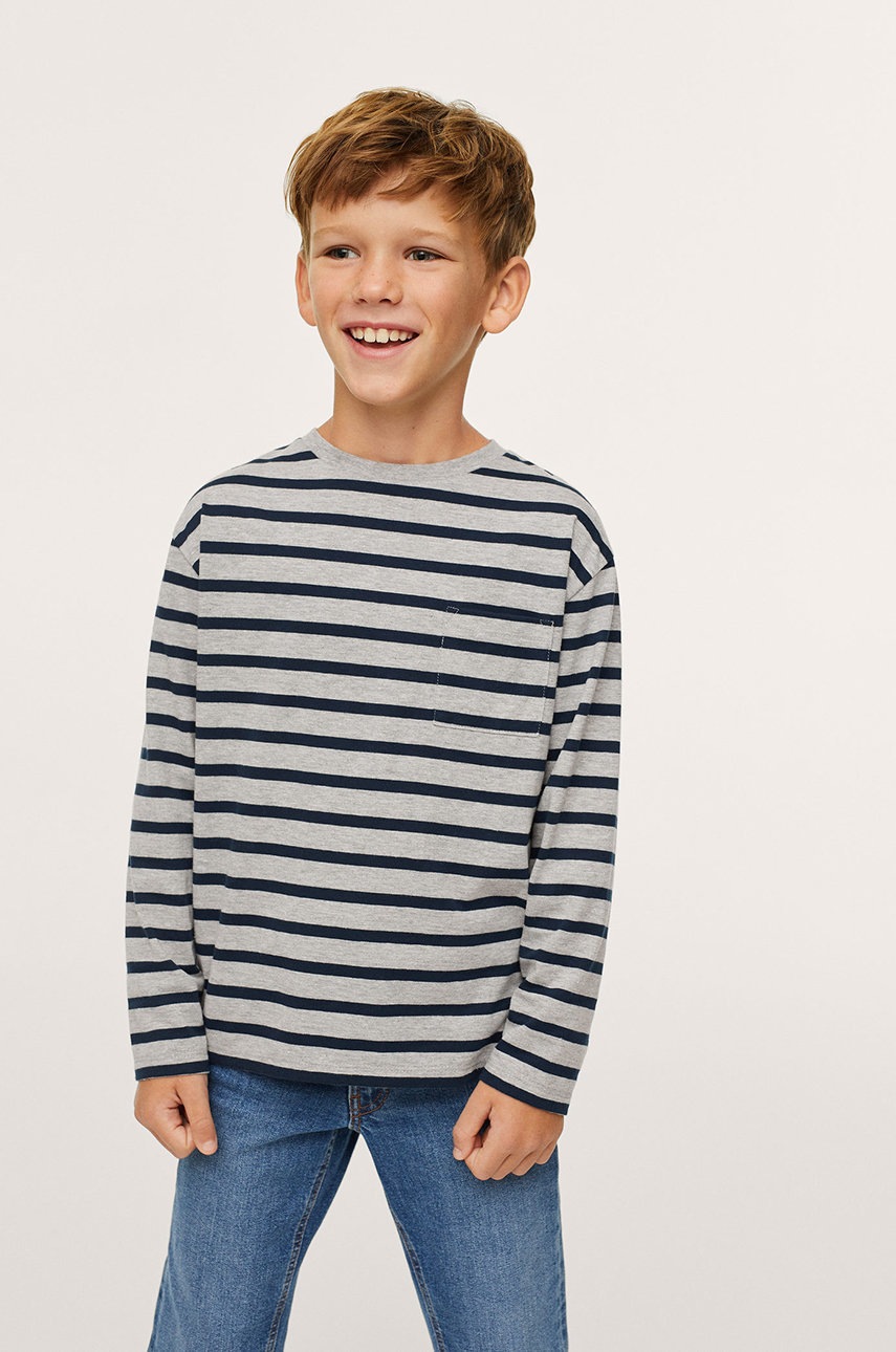 

Mango Kids - Детска блуза с дълги ръкави Rayas1, Сив