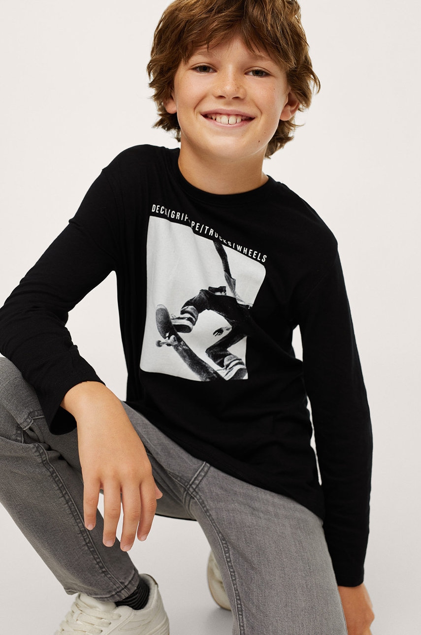 Mango Kids - longsleeve din bumbac pentru copii wheels