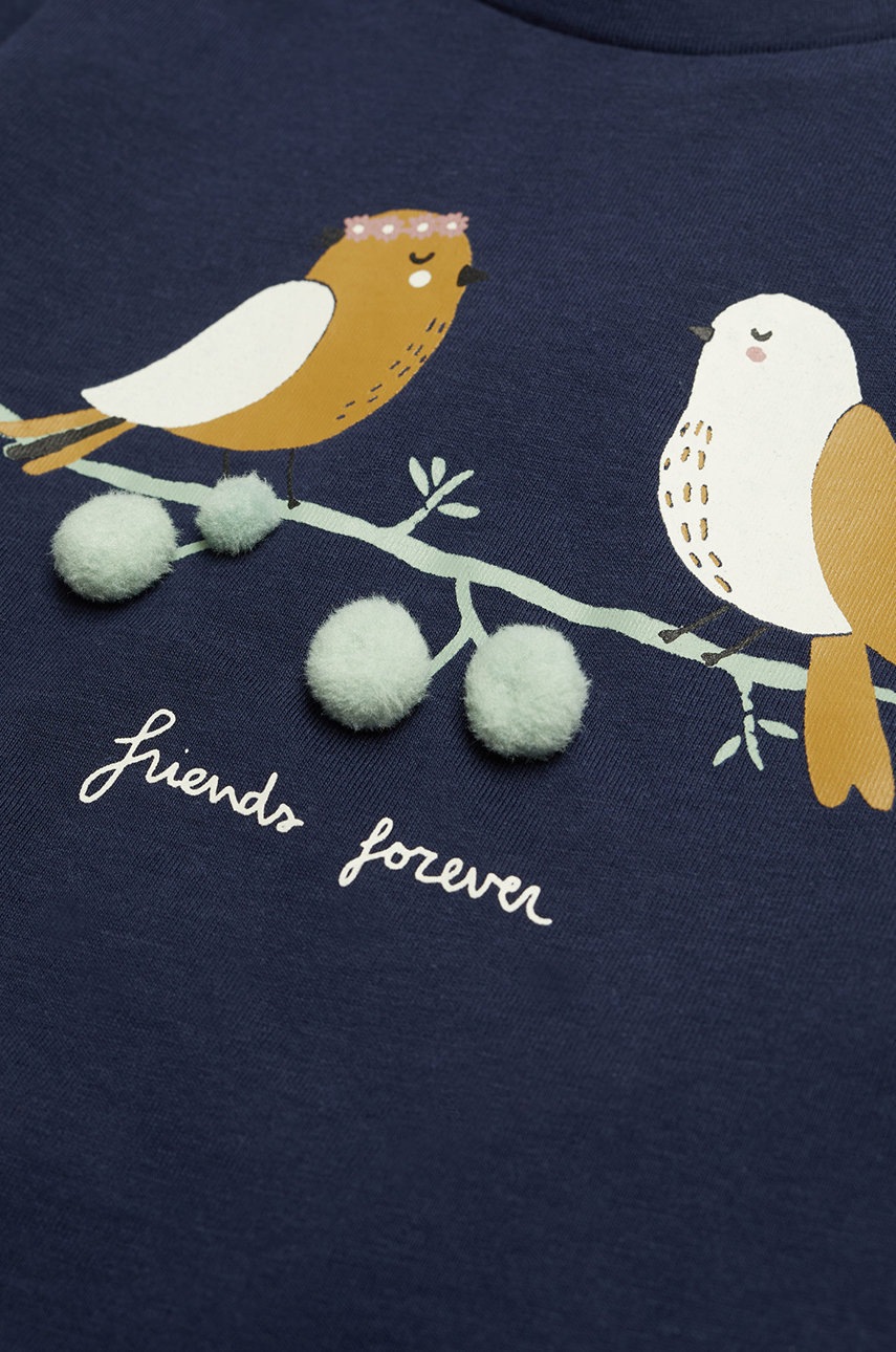 

Детский лонгслив Mango Kids Birdy цвет синий