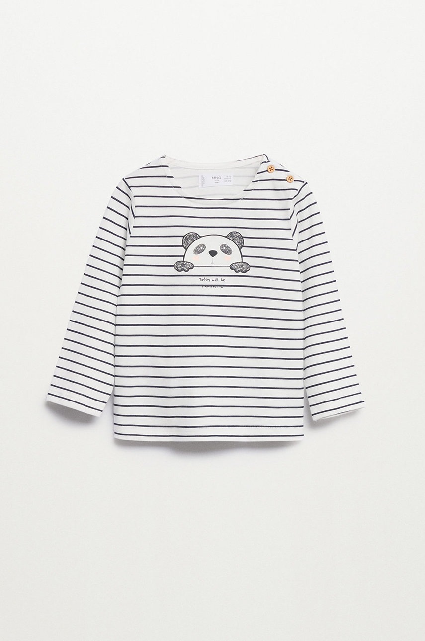 

Детска блуза с дълги ръкави Mango Kids Panda в бяло, Бял