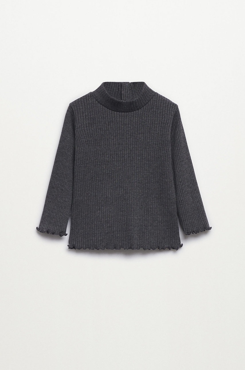 

Детска блуза с дълги ръкави Mango Kids Canelle1 в сиво с ниско поло, Сив