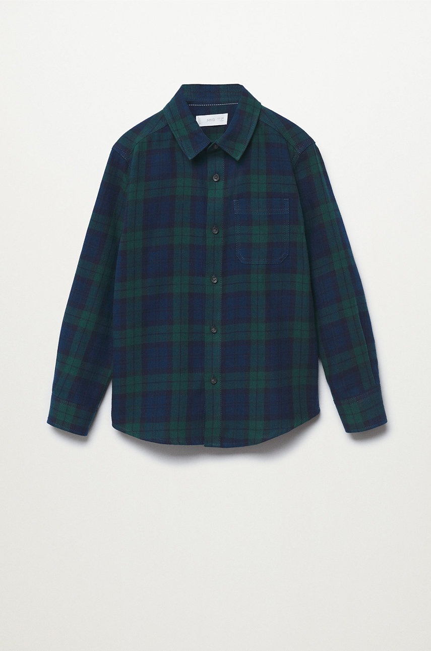 

Детска памучна риза Mango Kids Lenny в зелено, Зелен